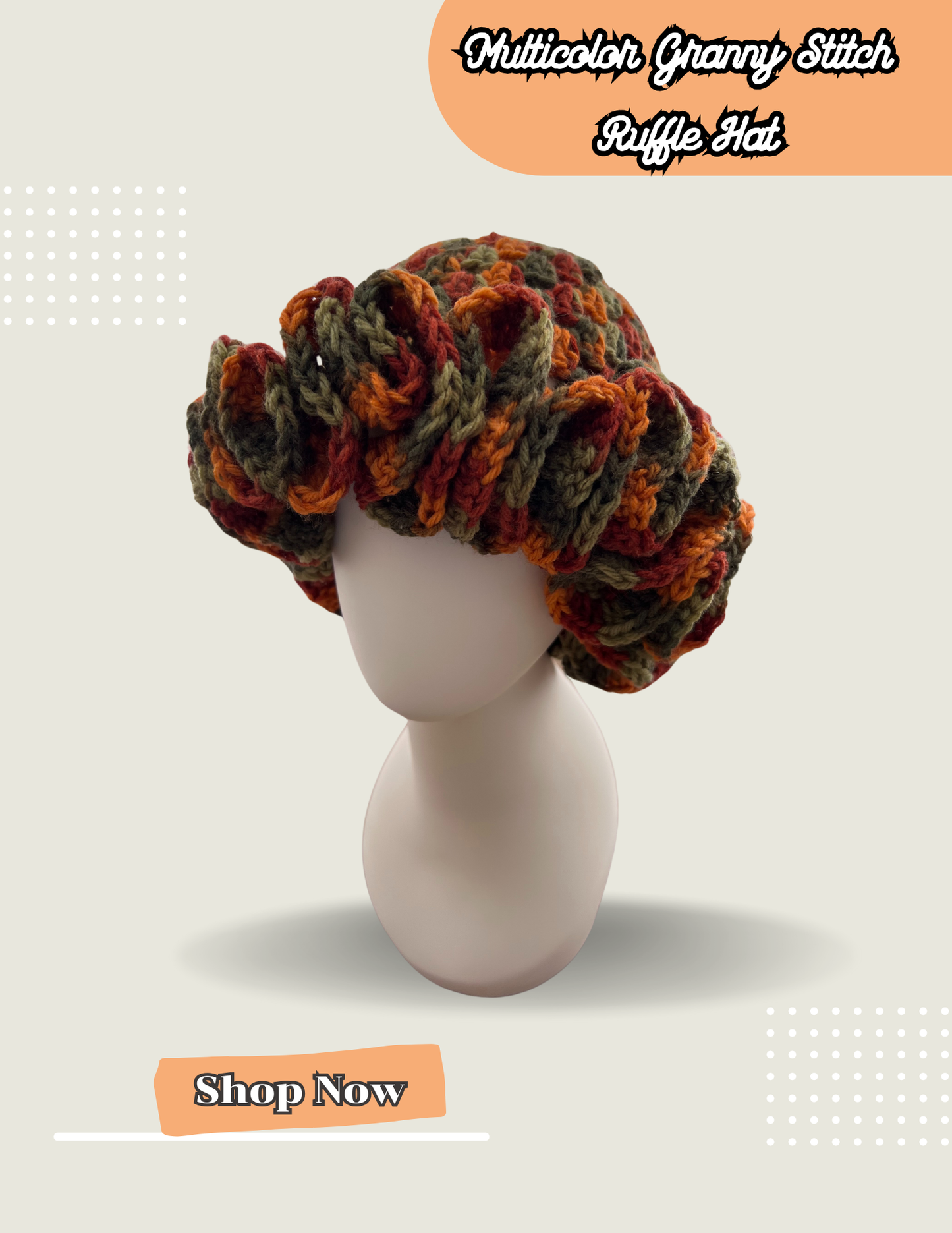 Multi-Color Granny Stitch Ruffle Hat