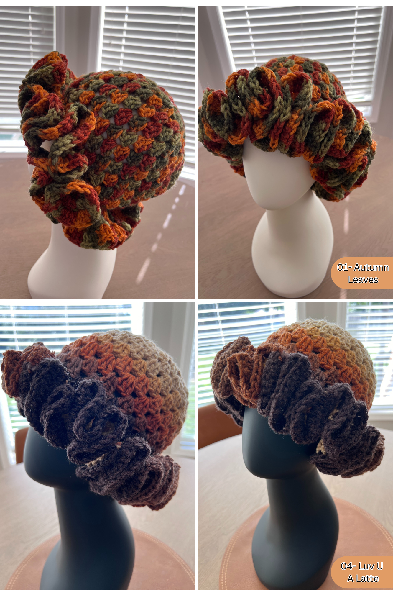 Multi-Color Granny Stitch Ruffle Hat